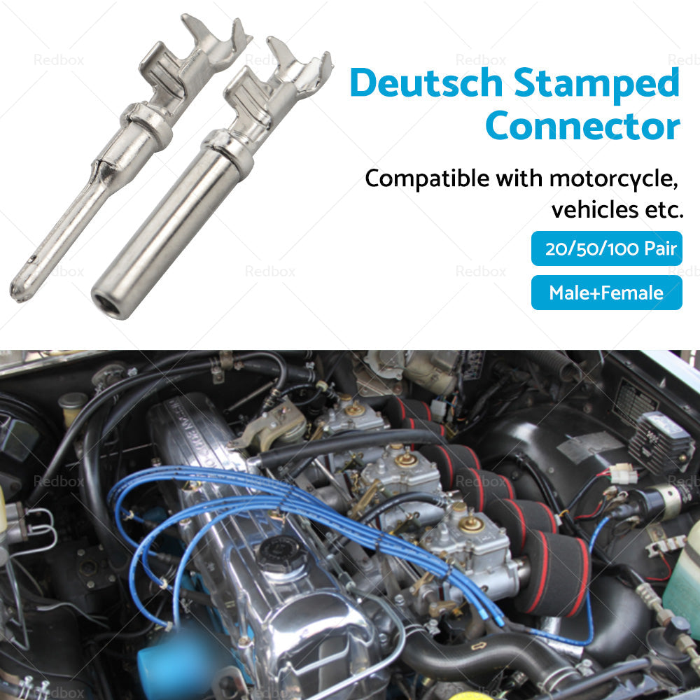 20 or 50 or 100 Pair Deutsch Solid Terminal No. 16 Stamped Contact Pins Male Female-4