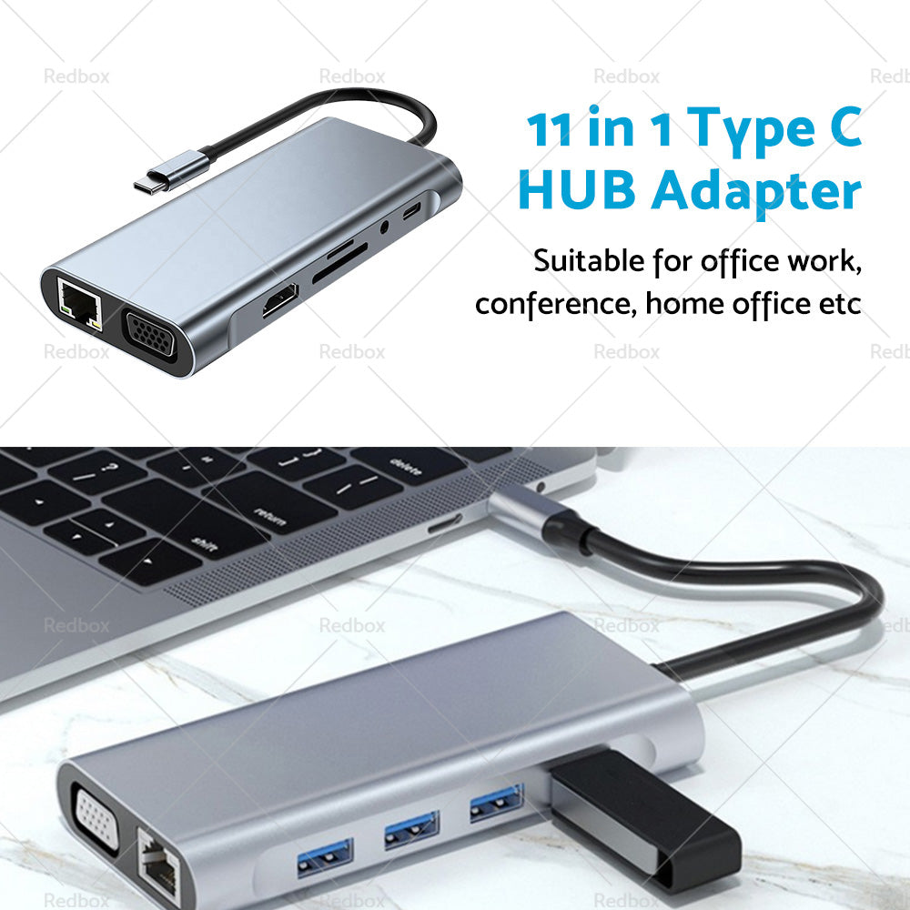 11in1 USB-C Type C HDMI USB 3. 0 HUB Adapter Compatible with MacBook Pro iPad Pro-3