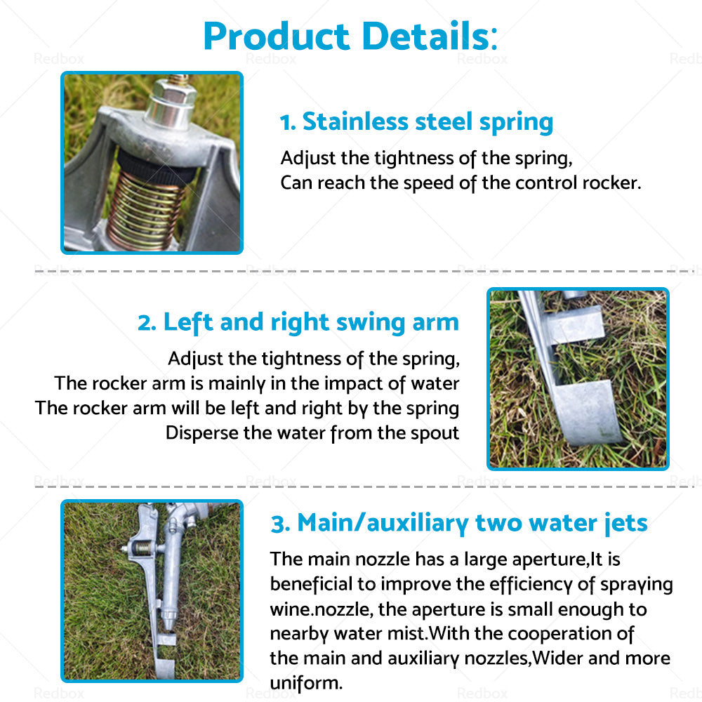 360掳 Rotation Lawn Water Sprinkler Impact Spray Gun Alloy Adjustable Irrigation-4