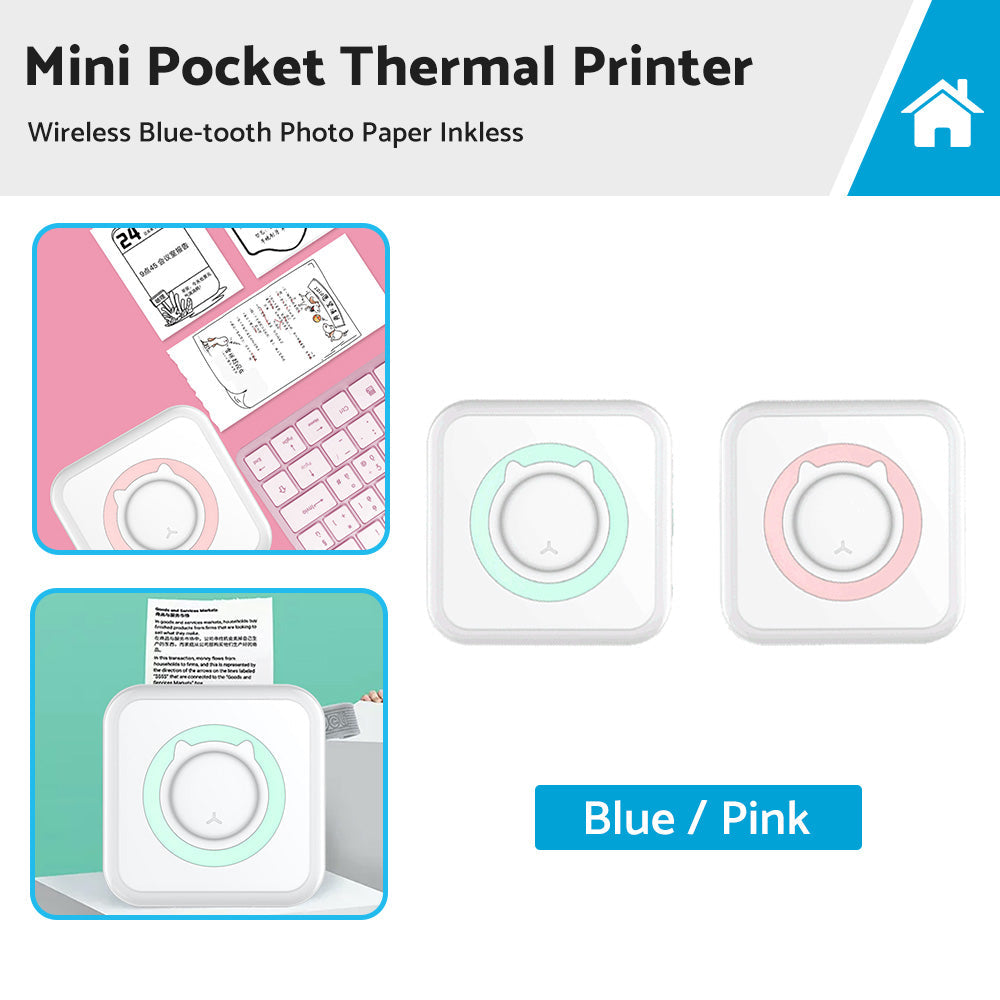 Mini Pocket Thermal Printer Wireless Blue-tooth Photo Paper Inkless-0