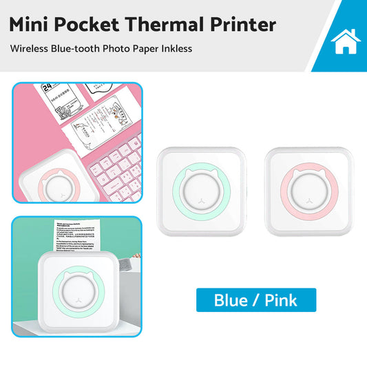Mini Pocket Thermal Printer Wireless Blue-tooth Photo Paper Inkless-0