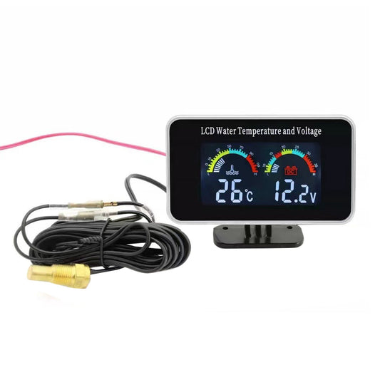 2 In1 Car Digital LCD Water Temperature Meter Voltmeter Gauge 12V/24V Display-0
