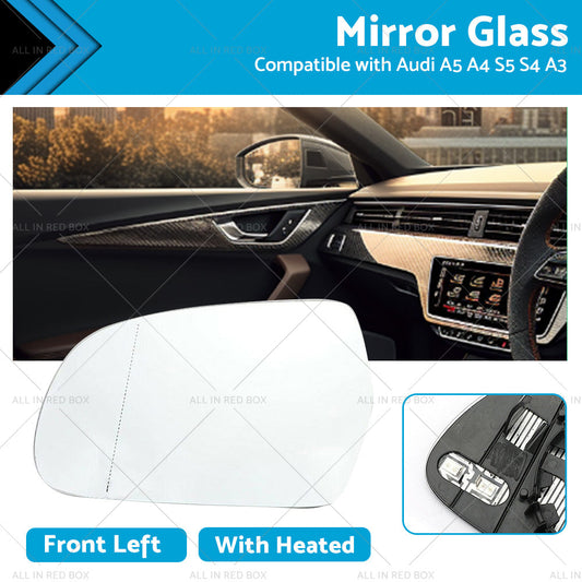 Left Side Mirror Glass with Heated Back Base Suitable for Audi A3 A4 S4 A5 S5-0