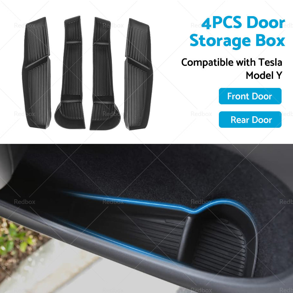 Suitable for Tesla Model Y 4PCS Front Rear Door Side Storage Box Tray Organizer-4