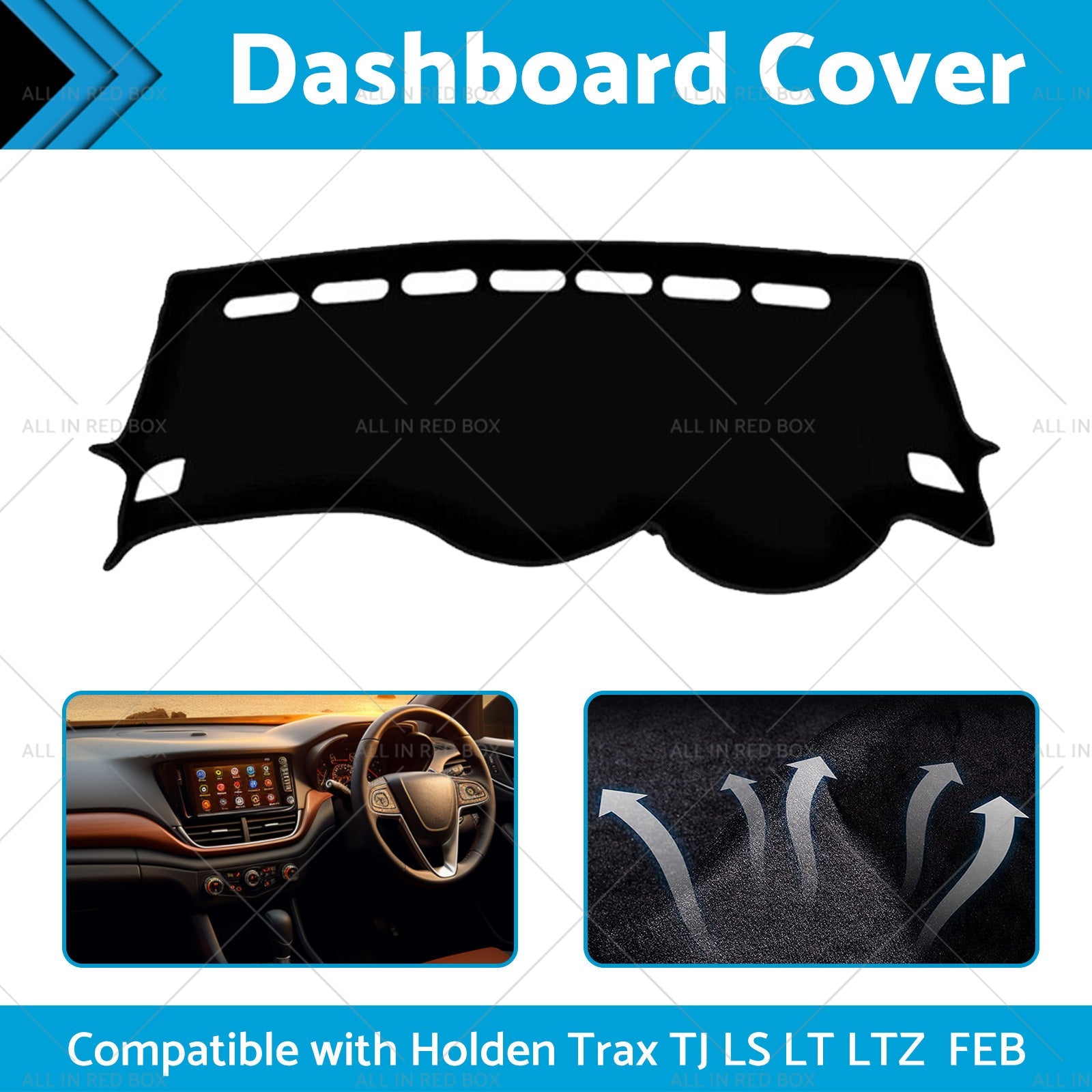 Non-Slip Dash Mat Suitablefor Holden Trax  TJ LS LT LTZ MY17 FEB 2017-2019 Black-2