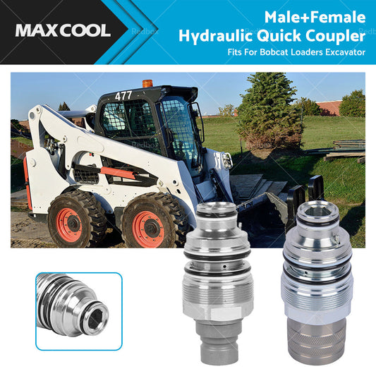 For Bobcat Male  and  Female Hydraulic Flat Face Quick Coupler 46mm 1 13 or 16 inch  thread-0