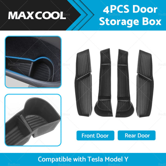Suitable for Tesla Model Y 4PCS Front Rear Door Side Storage Box Tray Organizer-1