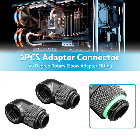 2PCS Black Green Water Cooling G1 4 Thread 90 Angle Rotary Elbow Adapter Fitting-1
