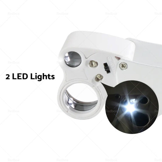 30X 60X Jewelry Loupe LED Lighted Illuminated Jewelers Eye Loop 2 Lens Magnifier-1