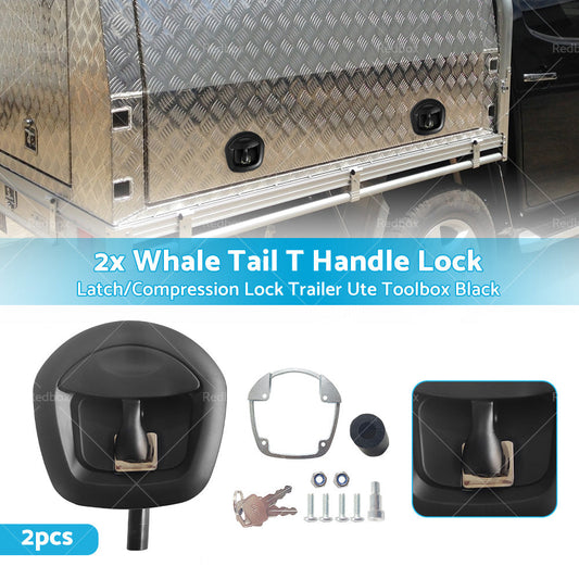 2pcs Whale Tail T Handle Lock Latch Compression Lock Ute Canopy Trailer Toolbox-1