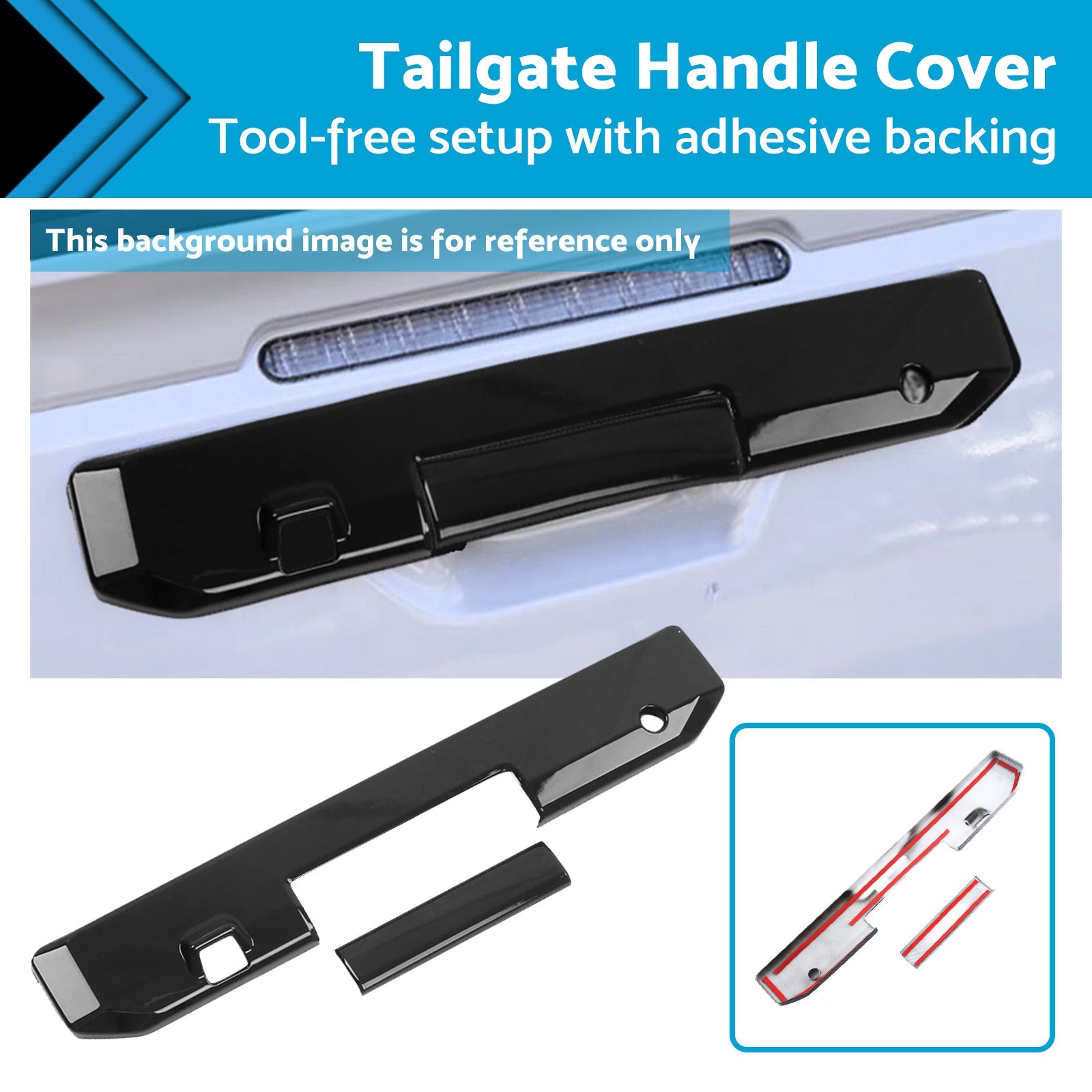 Glossy Black Rear Tail Gate Tailgate Handle Cover Suitable For Triton L200 23-25-1