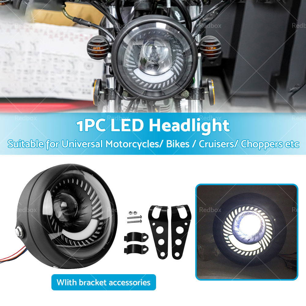 Motorcycle 6. 5inch LED Headlight Spiral Side Mount Bracket Suitable For Cafe Racer-1
