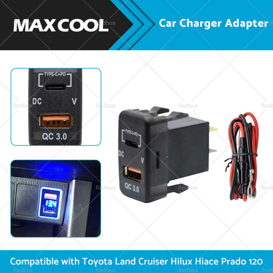 Type-C  USB Car Charger Adapter Voltmeter Suitable For Land Cruiser Prado 120-1