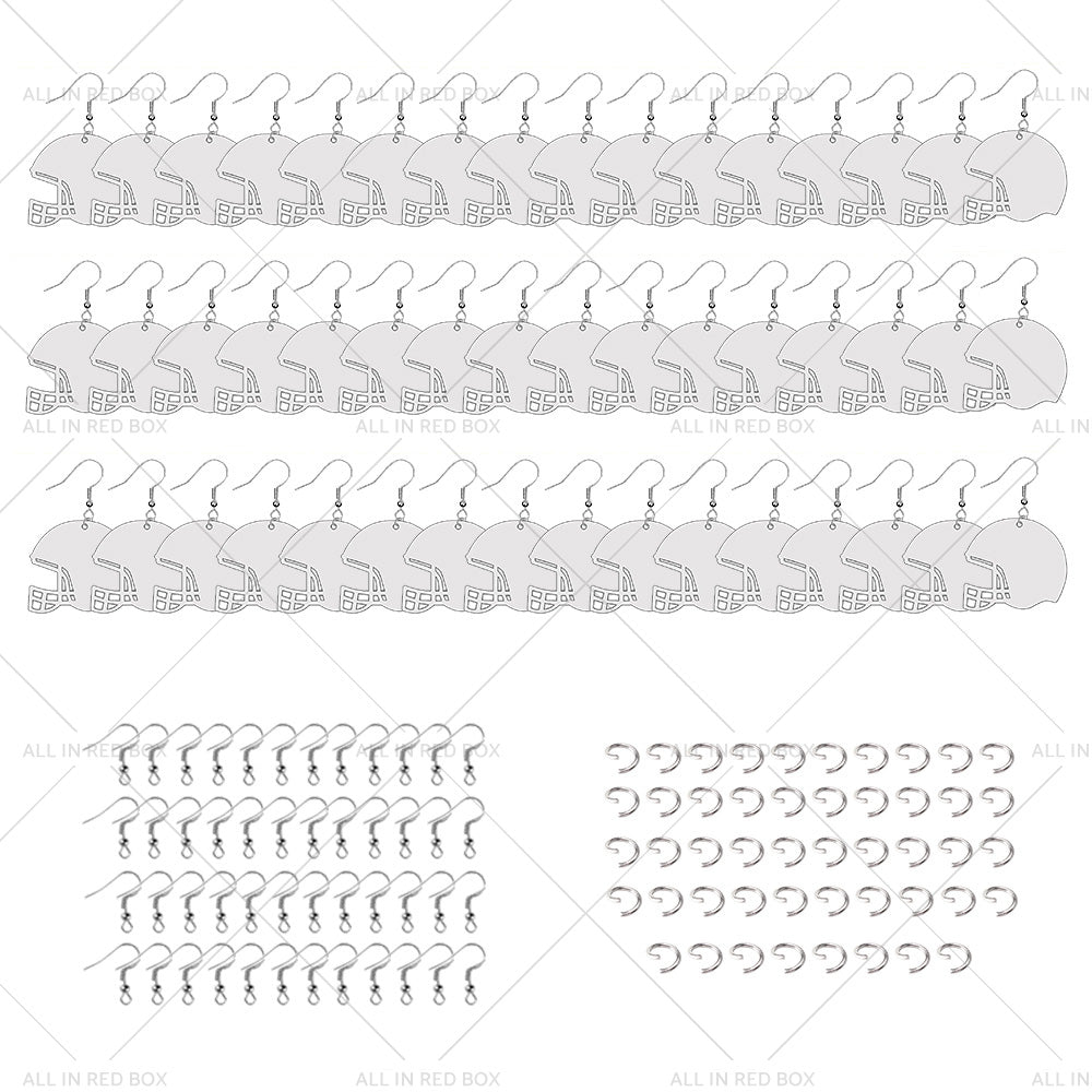 48PCS Sublimation Helmet Earring Blank MDF Double-Sided w  Hook and Jump Ring-3