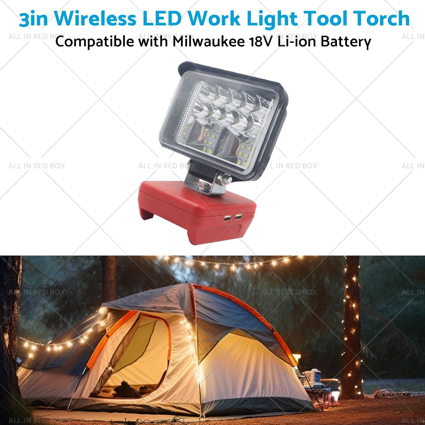 3in Wireless LED Work Light Tool Torch Suitable for Milwaukee 18V Li-ion Battery-3
