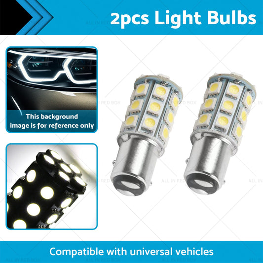 2x 12V BA15D LED White 27 SMD 5050 For Caravan Car Auto Indicator Signal Light-1