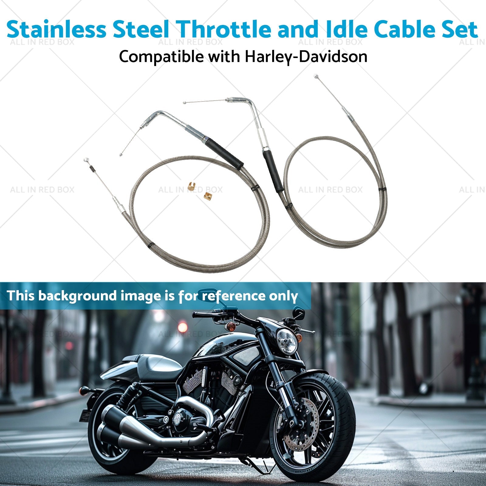 Stainless Steel 56-1 2 Throttle and Idle Cable Set Suitable for Harley-Davidson-4