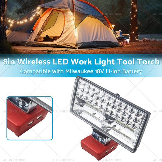 8in LED Work Light Tool Torch Wireless Suitable for Milwaukee 18V Li-ion Battery-1