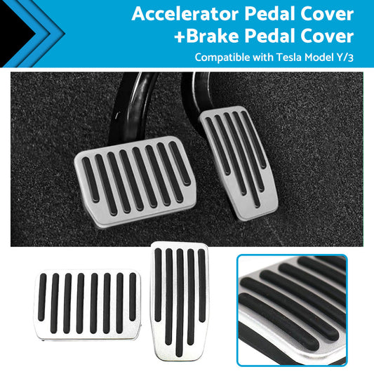 Foot Pedals Aluminum Pads Cover Accessories Suitable for Tesla Model Y Model 3-0