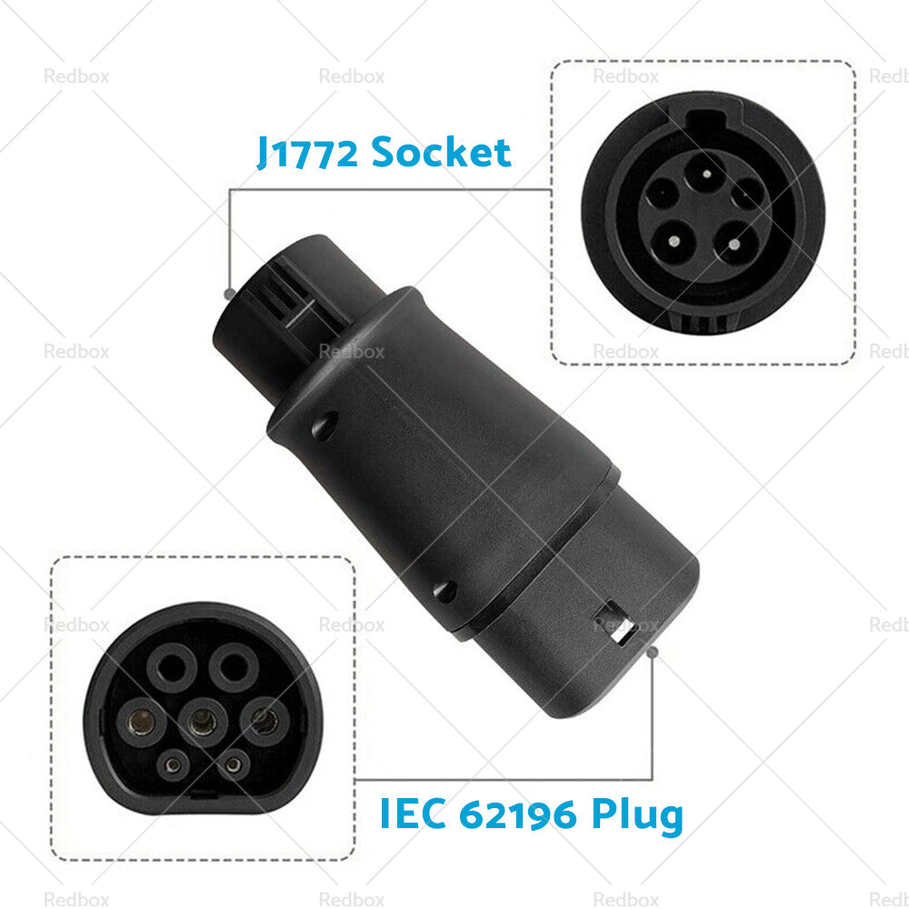 EVSE EV Adaptor 32A J1772 Type 1 to Type 2 Plug EV Adapter, Electric Cars V A3Y2-3