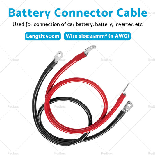 50cm 12V Battery joiner Connector Lead DC Wire 100 Amp Cable  and  lugs Red  and  Black-1