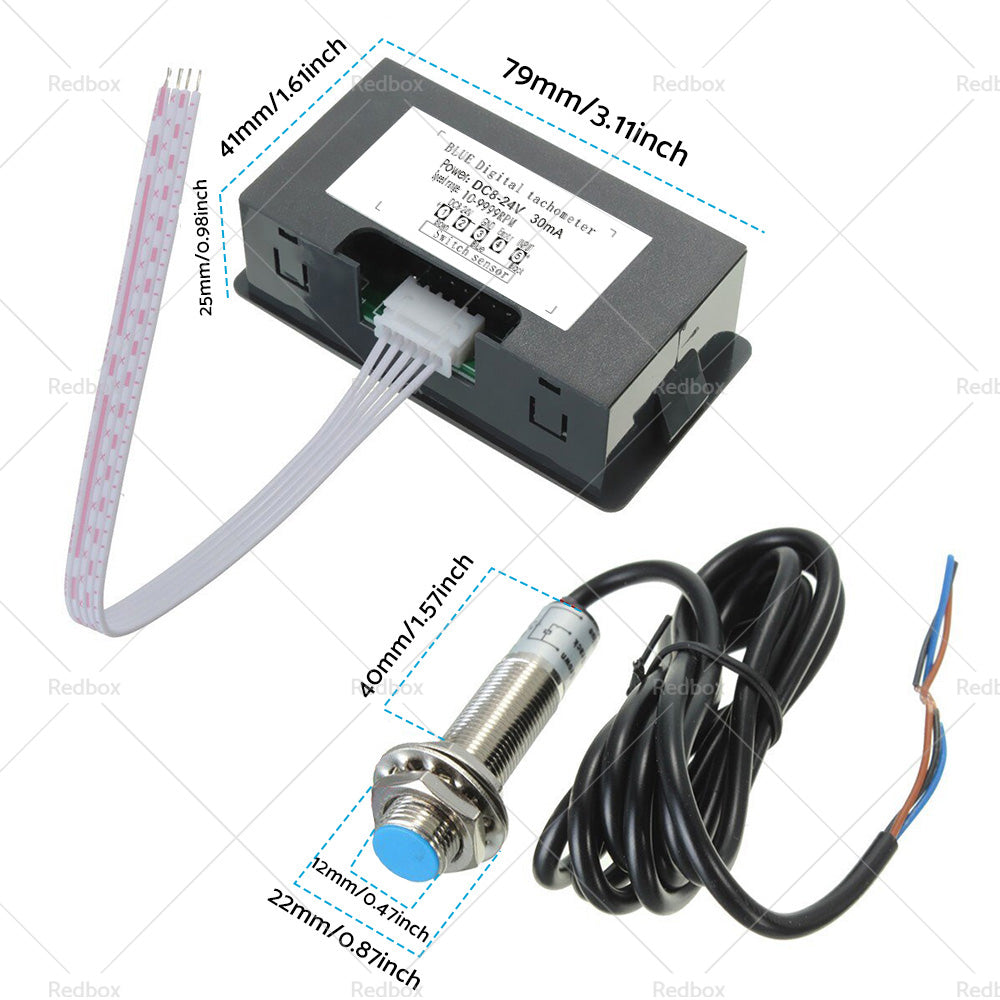 4 Digital LED Tachometer RPM Speed Meter  Hall Proximity Switch Sensor NPN Set-4