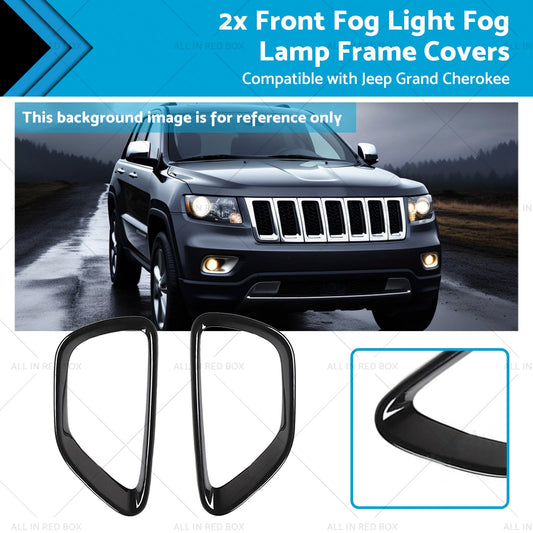 2x Front Fog Light Fog Lamp Frame Covers Suitable for 14-16 Jeep Grand Cherokee-0