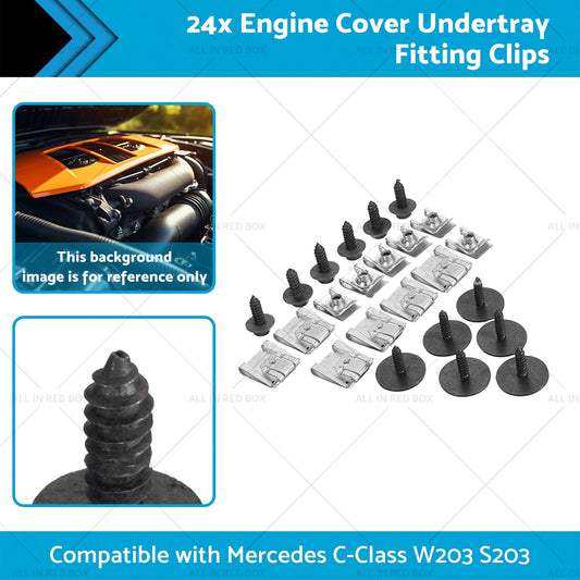 24x Engine Cover Undertray Fitting Clips Suitable for Mercedes C-Class W203 S203-1