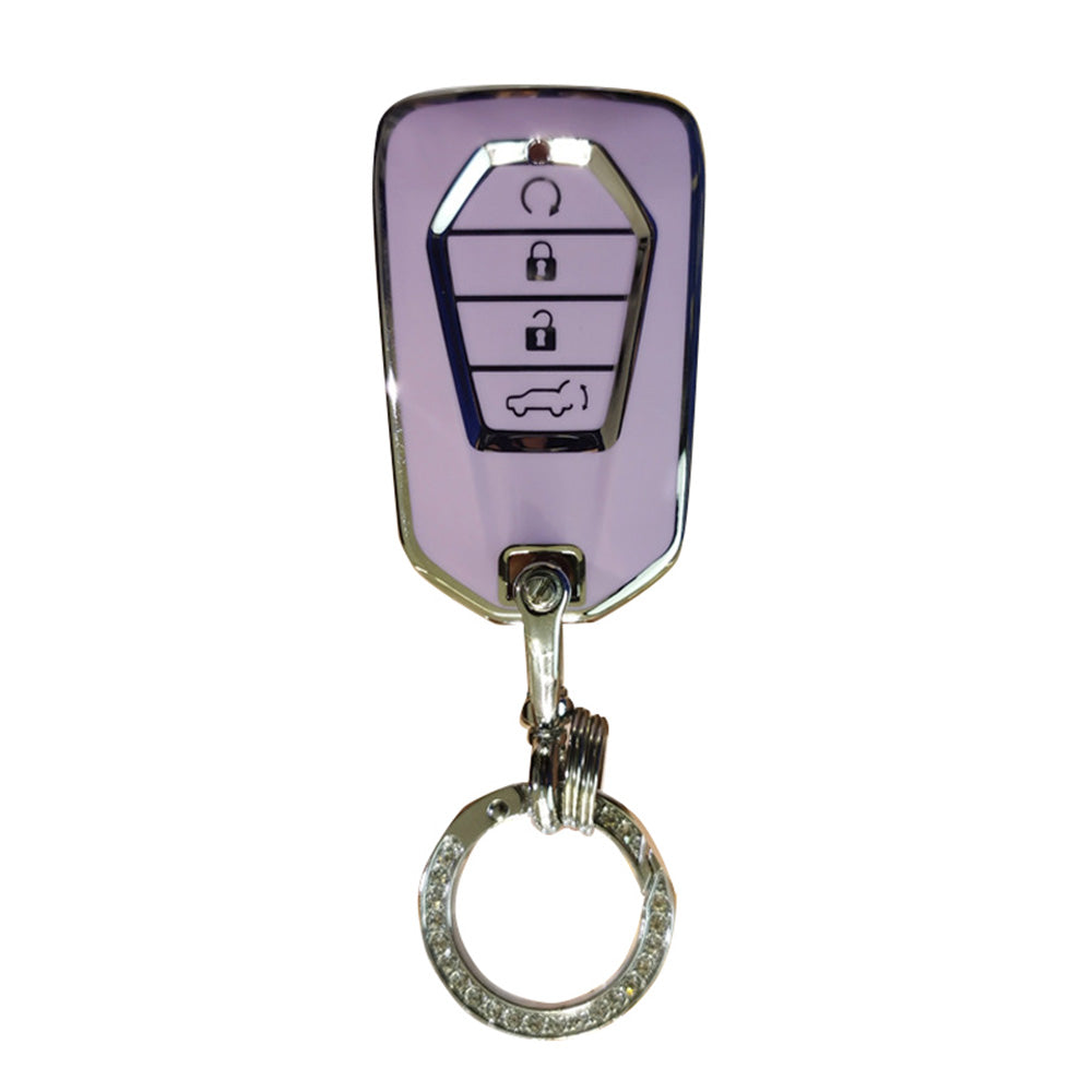 TPU Car Remote Key Fob Cover Suitable For Isuzu D-MAX MU-X MUX 4 Button Purple-0