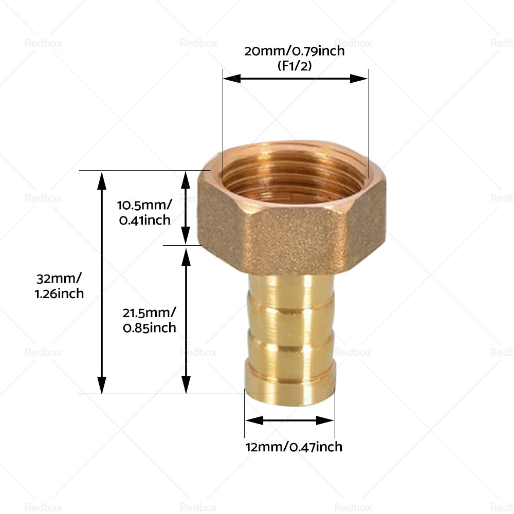 3pcs 1 or 2BSP Female Thread to 12mm Hose Brass Barb Pipe Fitting Coupler Connector-3