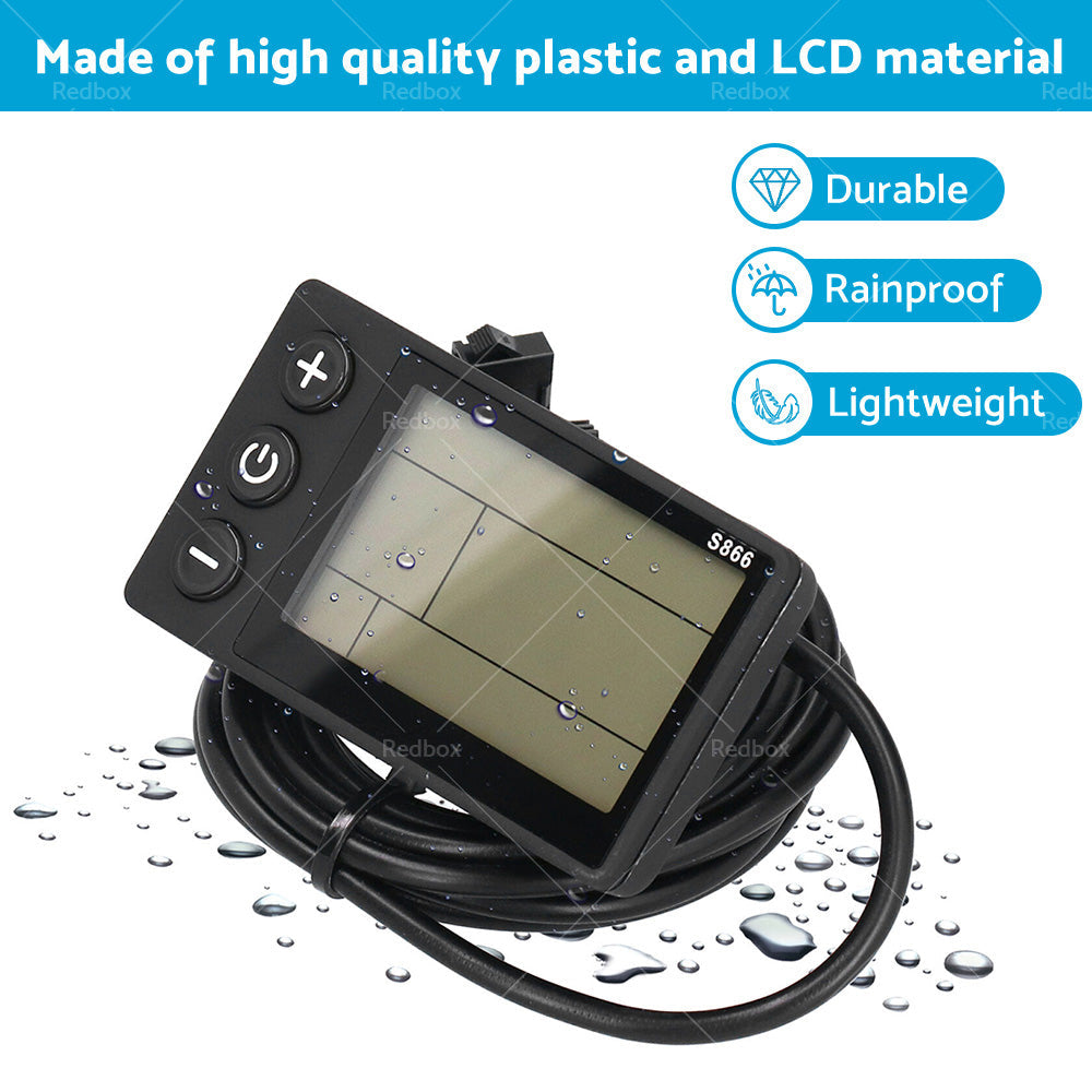 LCD Display Electric-Bike S866 24V or 36V or 48V Waterproof Plug Fit For Ebike Scooter-3