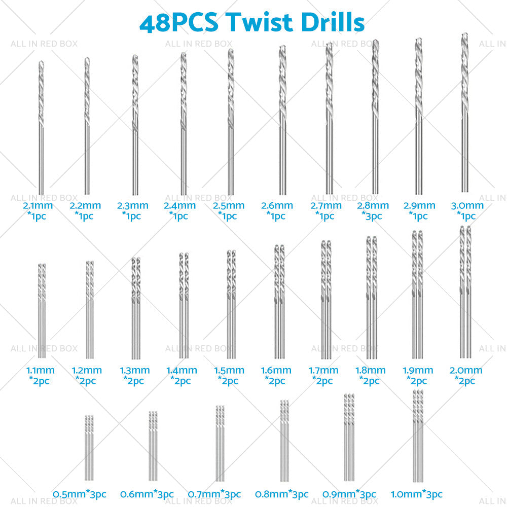 59Pcs Mini Twist Drill Bits Micro Hand Drilling Set DIY Model Craft Wood Tool-3