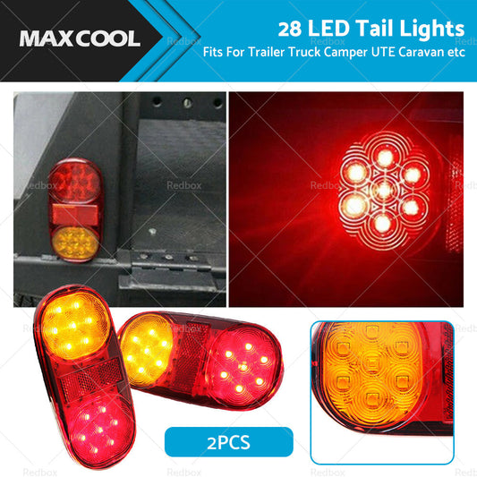 2x Trailer Lights 28 LED Tail Light Truck Camper UTE Caravan 4WD Stop Indicator-0
