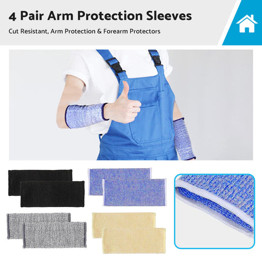 4 Pair Cut Resistant Sleeves Arm Protection Sleeves Forearm Protectors 4 Colors-0