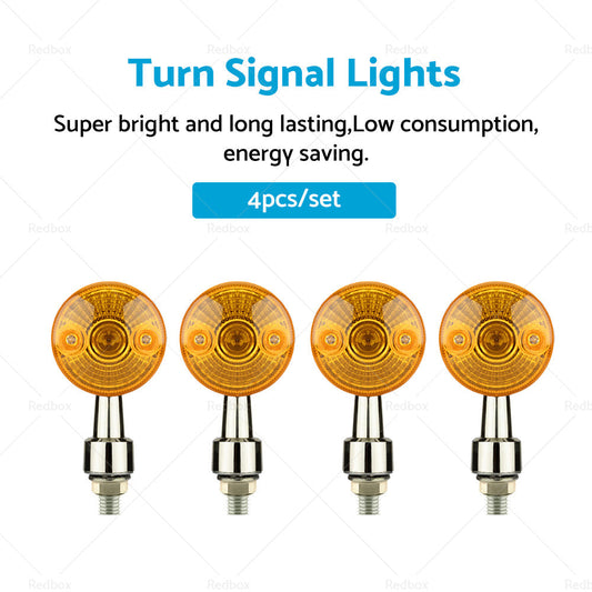 4x Chrome Motorcycle Turn Signal Lights Amber Indicators Blinker Universal Bulb-1