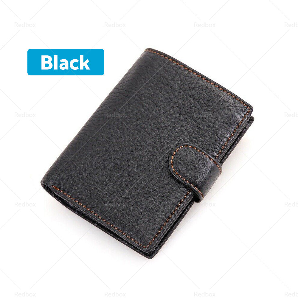 RFID Blocking Leather Wallet Slim Mens Purse Trifold Credit Card Holder-4