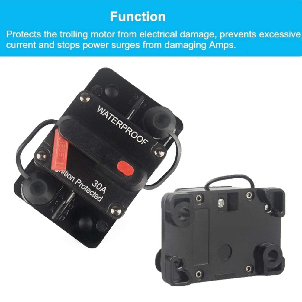 30-300AMP Car Circuit Breaker Fuse Reset Waterproof 12V-24V DC Car Boat Auto-4