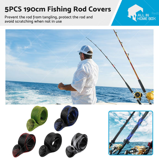 5Pcs 190cm Fishing Rod Cover Rod Sleeve Rod Sock Pole Glove Protector Tools-0