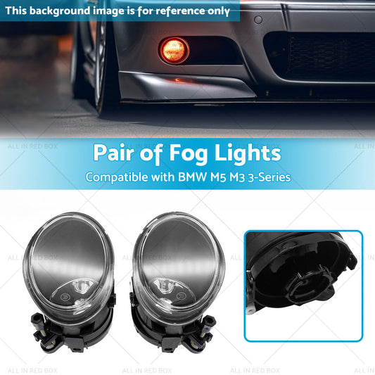 Pair Replacement Clear Fog Lights Lamps Suitable for 2001-2006 BMW E46 3-Series-1