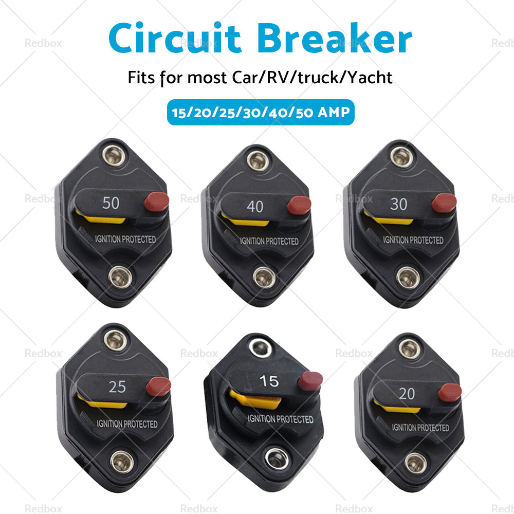 15/20/25/30/40/50A AMP Circuit Breaker Waterproof 12V 32V DC Manual Reset-3