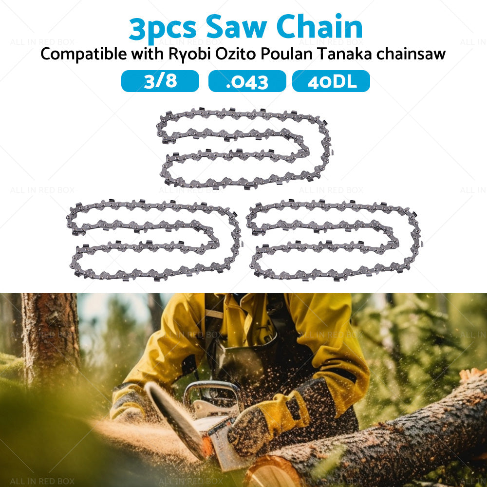 3PCS 3 8. 043 40DL Chainsaw Chain 10inch Suitable for OZITO 18V OCS-018 PXCCSS-018-4