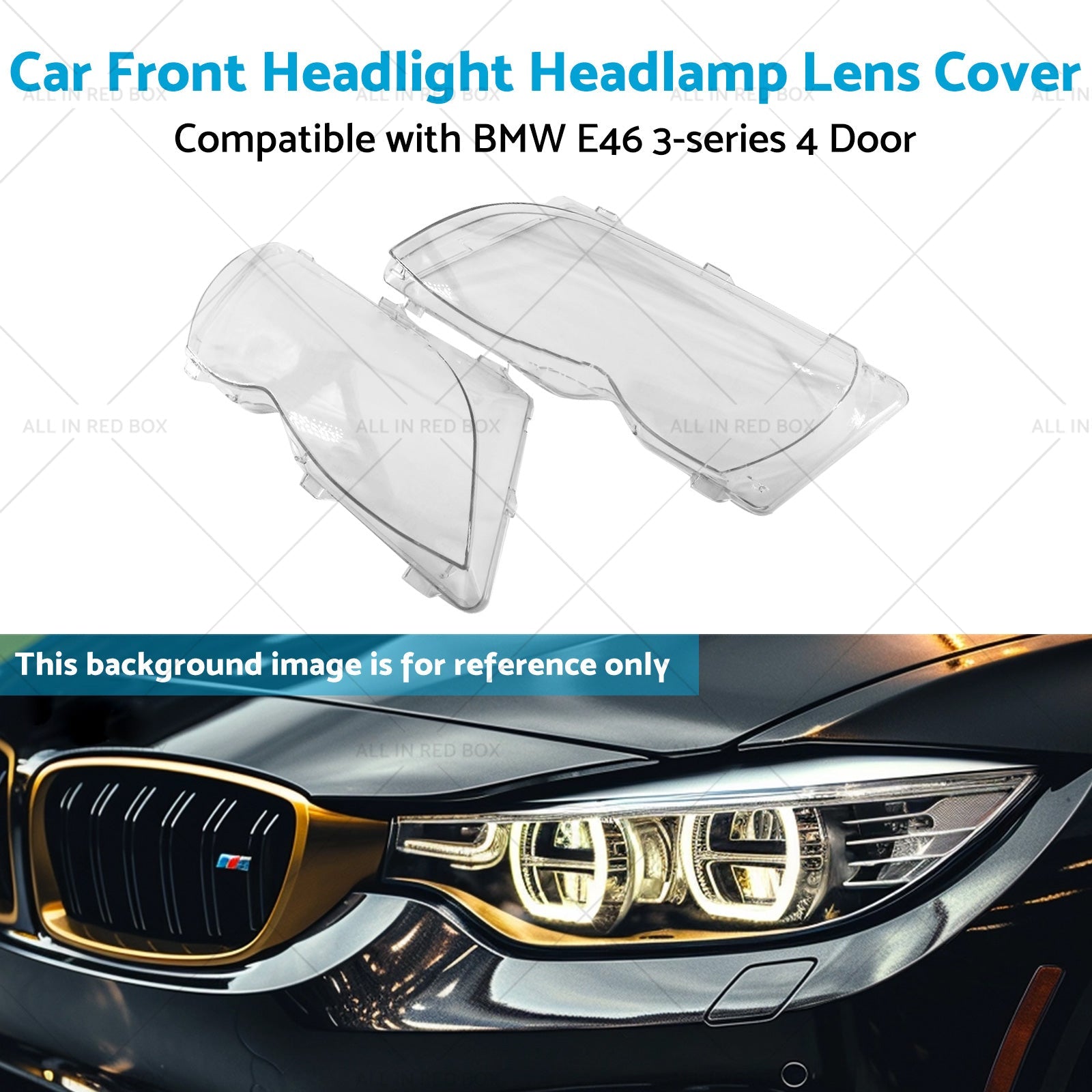 Car Front Headlight Headlamp Lens Cover Suitable for BMW 3-Series E46 4 Door-4