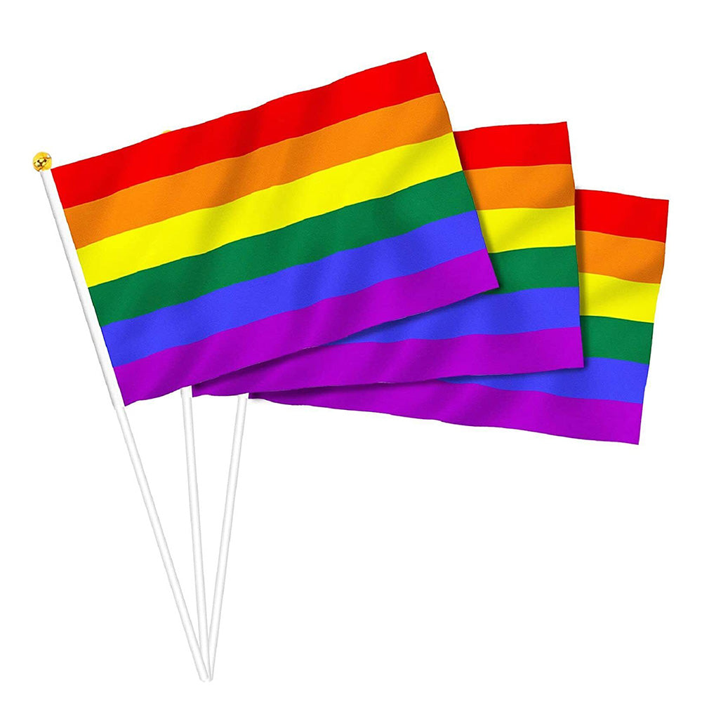 100x Small Rainbow Pride Flags Suitable For Gay, Lesbian & LGBT – 14x21cm Mini Hand Waving Flags-0