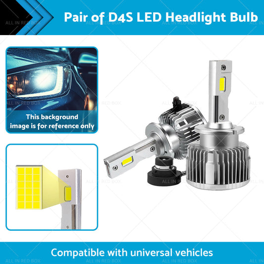 2PCS D4S LED Headlight Bulb Replace HID Xenon White 90W 6000K Conversion Kit-1