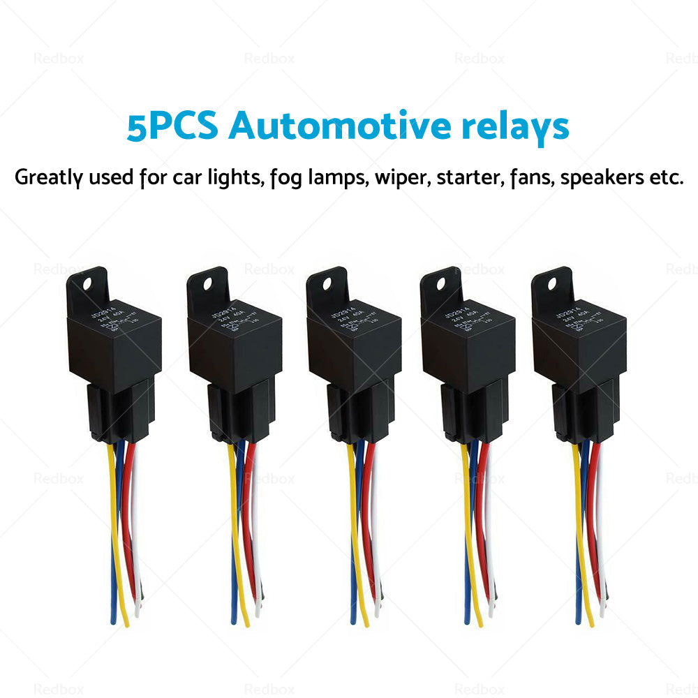 SPDT Automotive Relay With Harness Socket 5x 24V 40A 5 Pin For Car Yacht Caravan-3