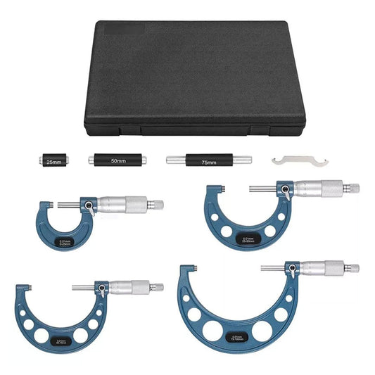 4pcs 0-100mm Outside Micrometer Machinist Tool Set Carbide 0. 01mm-1
