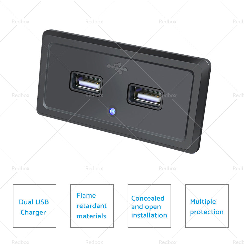 Dual USB Port Fast Charger Socket Power Outlet Panel 3. 1A For Motorcycle Car RV-2