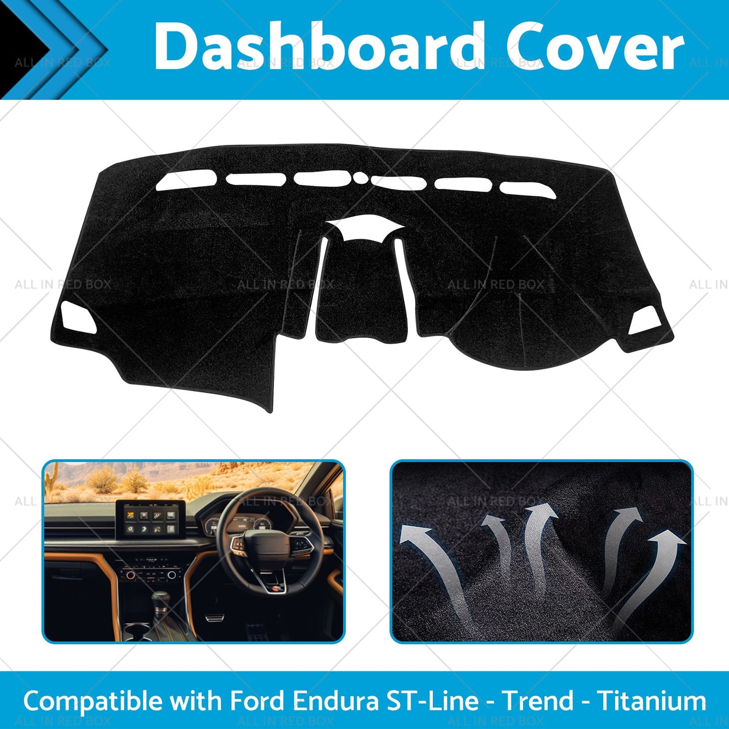 Non-Slip Dash Mat SuitableFor Ford Endura ST-Line -Trend -Titanium 18-19 Black-2