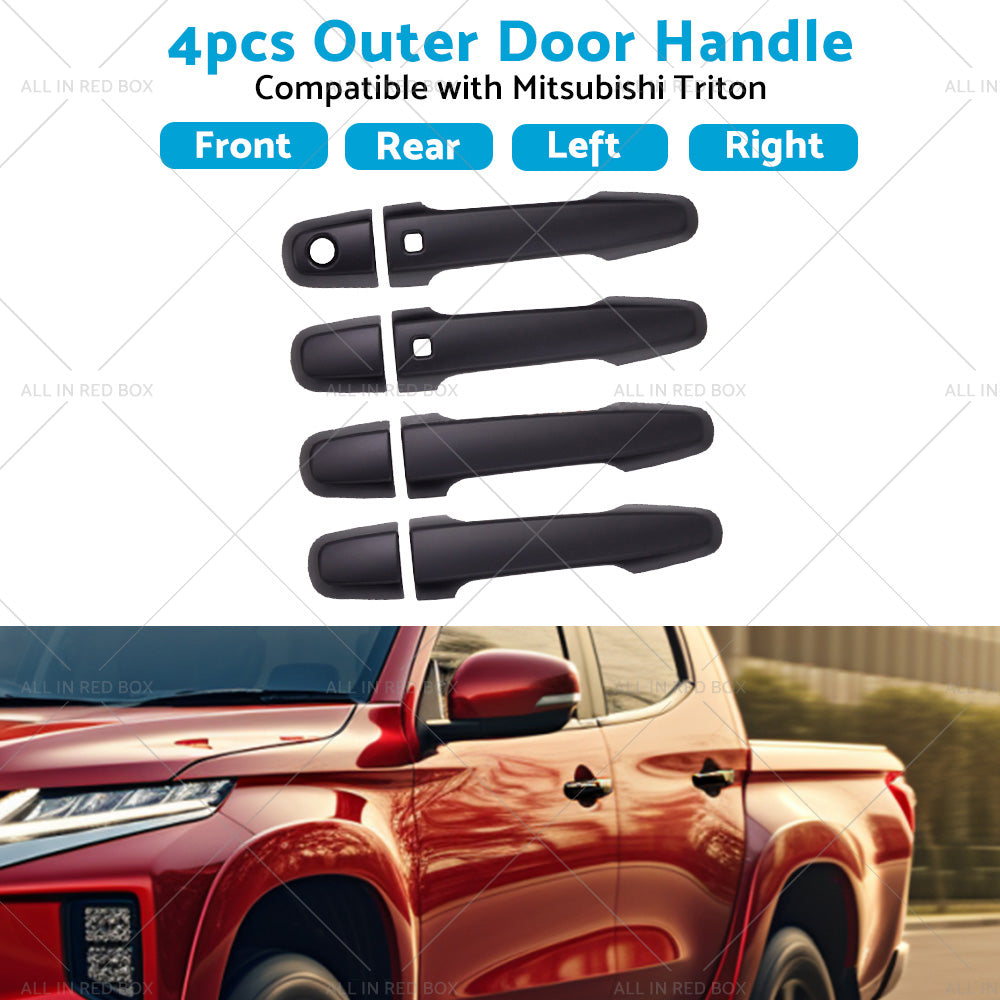 4PCS Matt Black Door Handle Cover Suitable For Mitsubishi Triton MQ MR 2015-2021-3