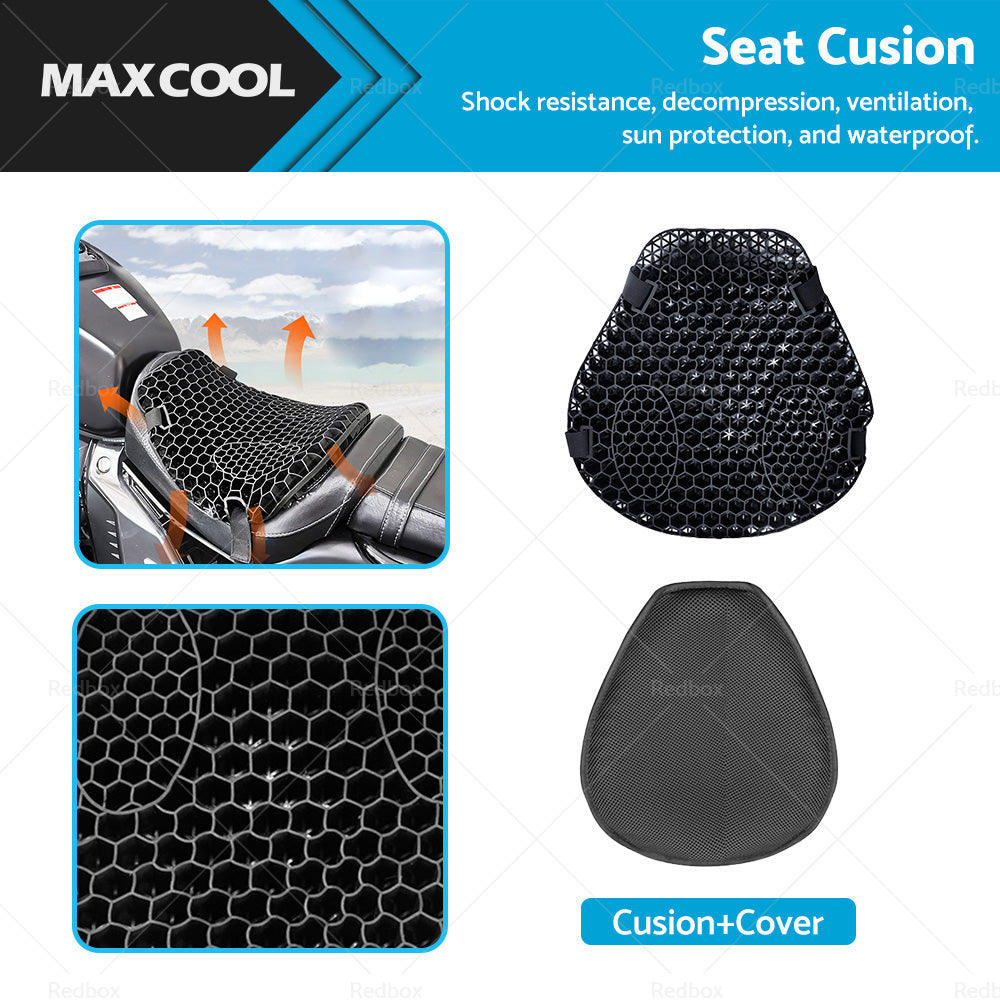 1x Motorcycle Comfort Gel Seat Cushion Pillow Pad Cover Pressure Relief w or sleeve-0